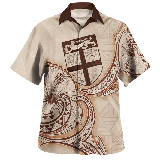 Fiji Hawaiian Shirt Hibiscus Flowers Vintage Style