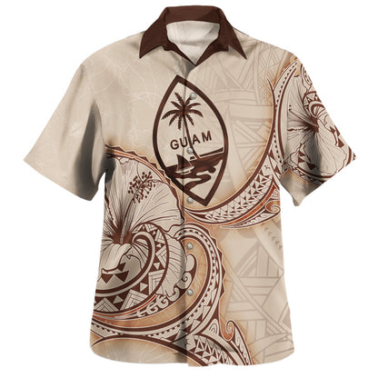 Guam Hawaiian Shirt Hibiscus Flowers Vintage Style