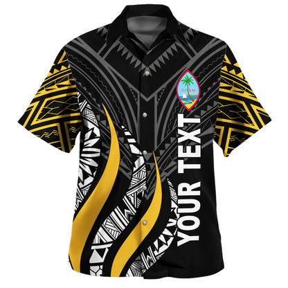 Guam Custom Personalised Hawaiian Shirt Strong Fire Pattern Gold