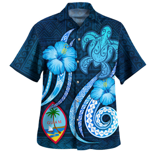 Guam Hawaiian Shirt Custom Personalised Turtle and Tribal Tattoo Of Polynesian