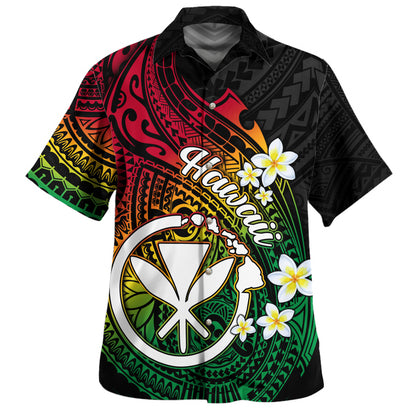 Hawaii Hawaiian Shirt Custom Plumeria Flowers Tribal Motif Reggae
