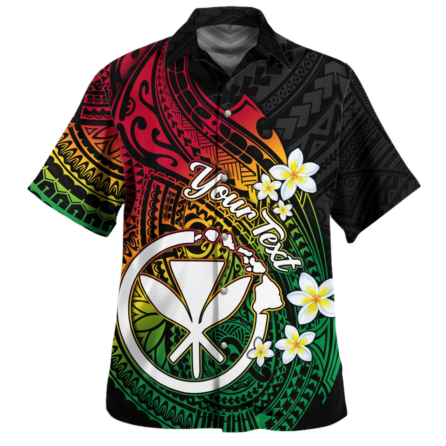 Hawaii Hawaiian Shirt Custom Plumeria Flowers Tribal Motif Reggae