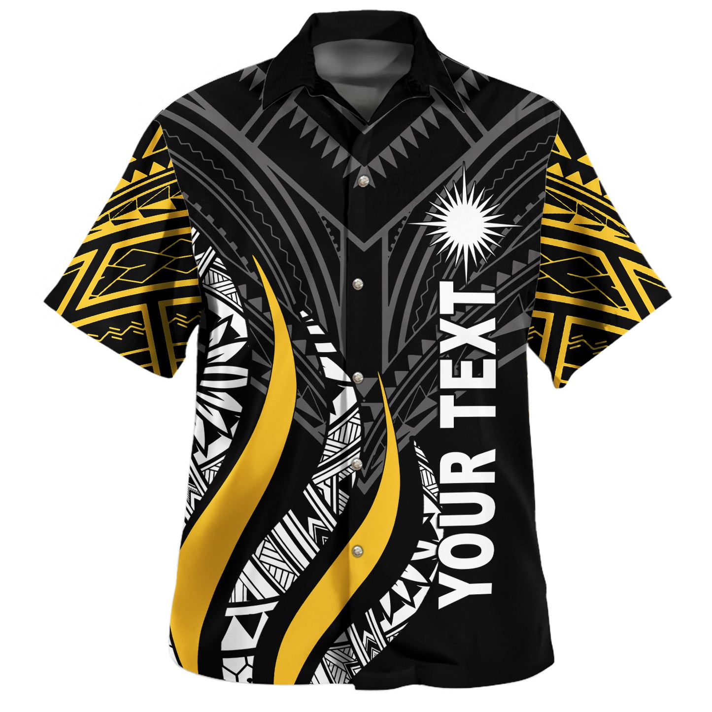 Federated States Of Micronesia Custom Personalised Hawaiian Shirt Strong Fire Pattern Gold