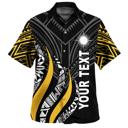 Marshall Islands Custom Personalised Hawaiian Shirt Strong Fire Pattern Gold