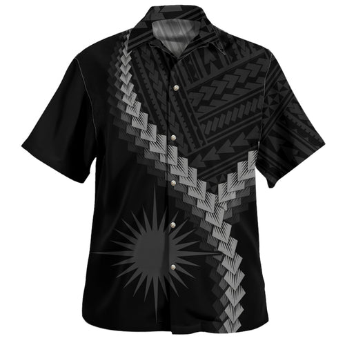 Marshall Islands Hawaiian Shirt Coat Of Arm Polynesian Tattoo Style
