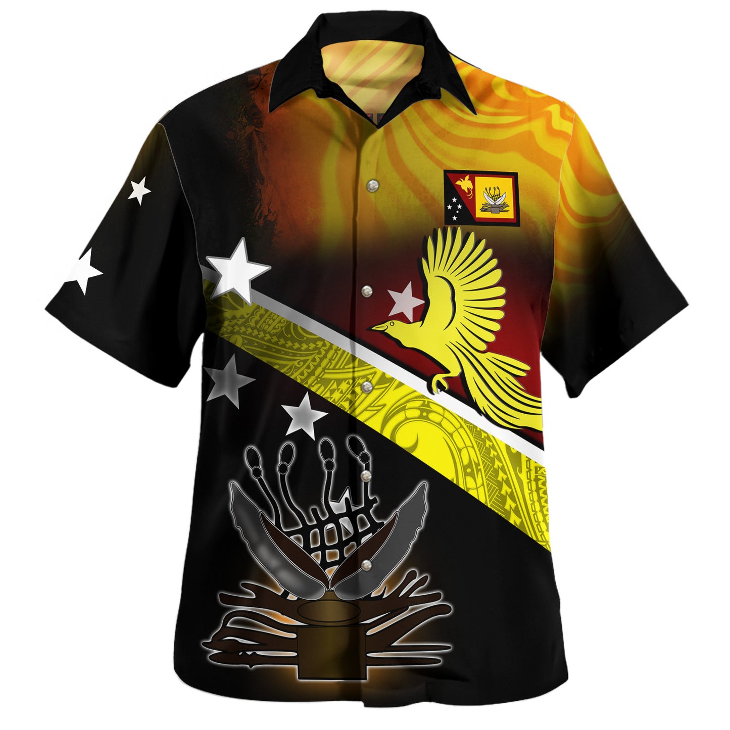 Fiji Hawaiian Shirt Bula Pattern Flag With Hibiscus Flower