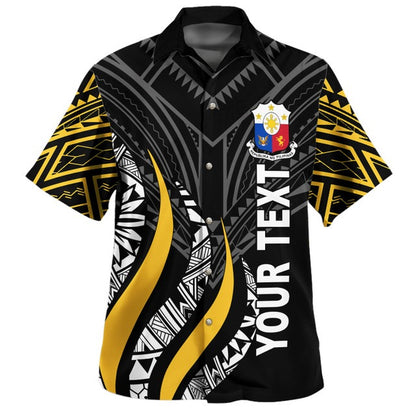 Philippines Filipino Custom Personalised Hawaiian Shirt Strong Fire Pattern Gold