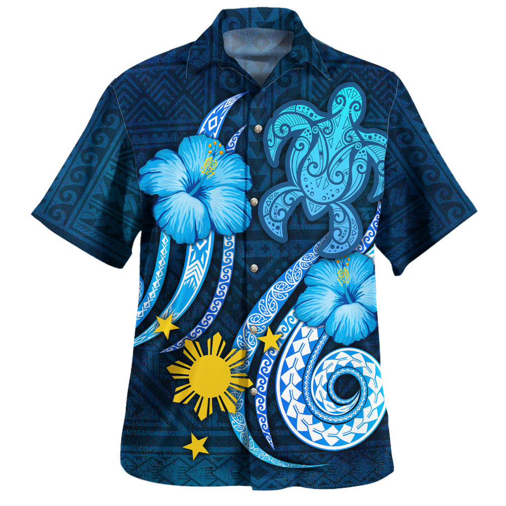 Philippines Filipinos Hawaiian Shirt Custom Personalised Turtle and Tribal Tattoo Of Polynesian