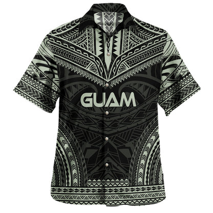 Guam Custom Personalised Hawaiian Shirt Chief Tattoo Patterns Style Sage Green