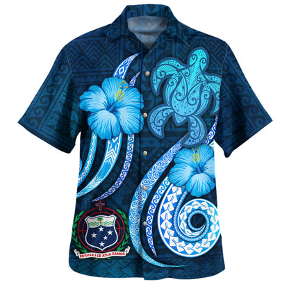 Samoa Hawaiian Shirt Custom Personalised Turtle and Tribal Tattoo Of Polynesian