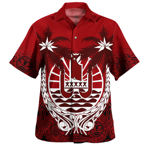 Tahiti Hawaiian Shirt Hibiscus Flowers Vintage Style