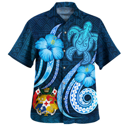 Tonga Hawaiian Shirt Custom Personalised Turtle and Tribal Tattoo Of Polynesian