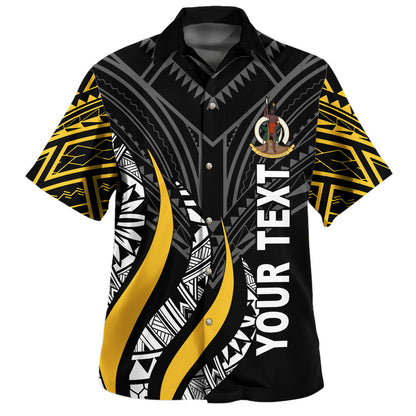 Vanuatu Custom Personalised Hawaiian Shirt Strong Fire Pattern Gold