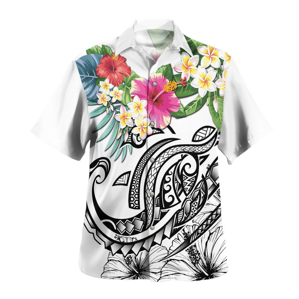 Polynesia Combo Dress And Shirt Summer Plumeria White
