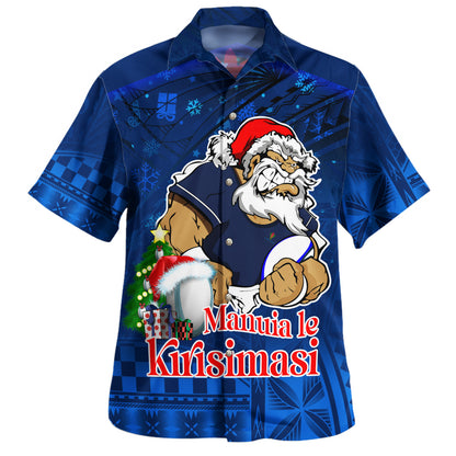 Samoa Hawaiian Shirt Manuia Le Kirisimasi Rugby Santa Style