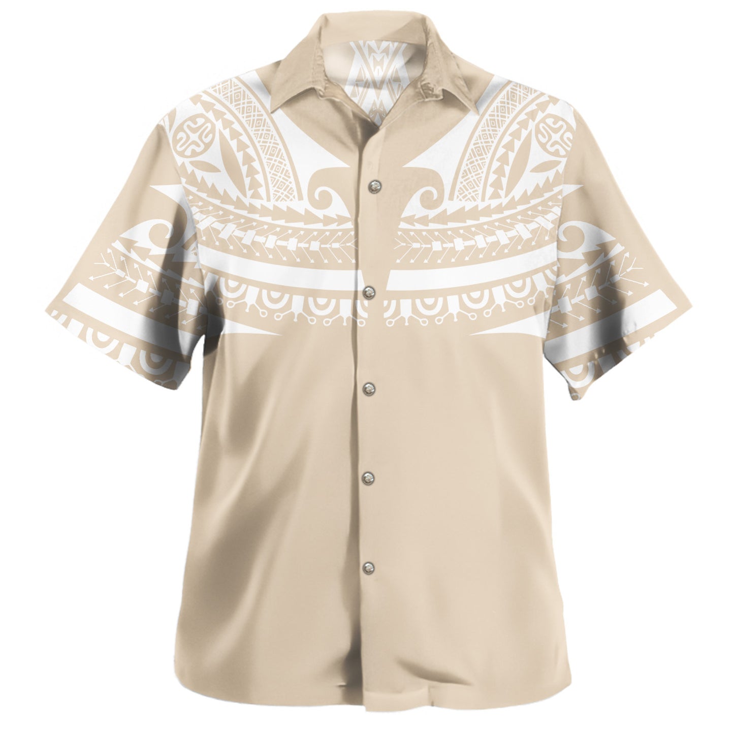 Polynesian Hawaiian Shirt Polynesian Tattoo Style White Yellow
