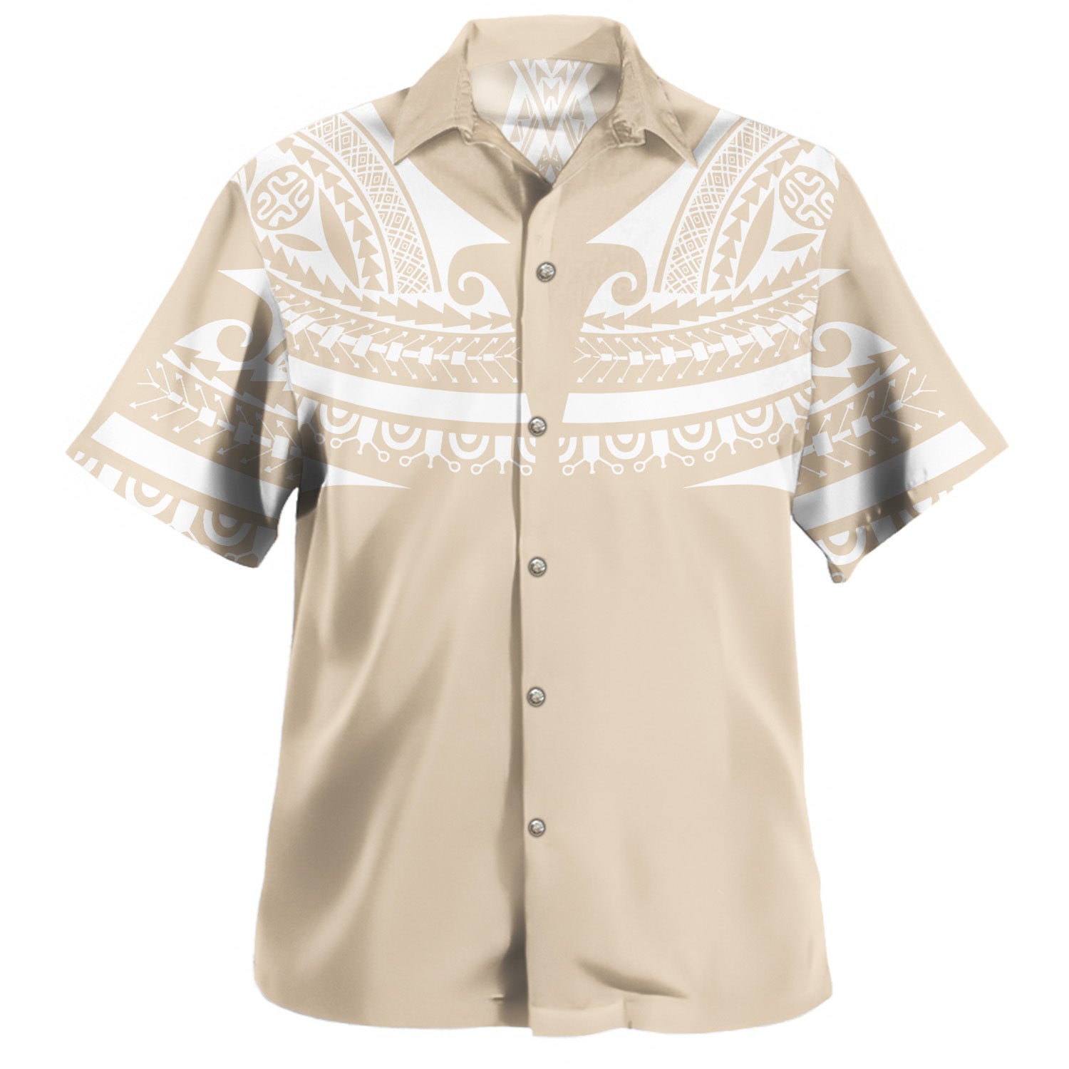 Polynesian Hawaiian Shirt Polynesian Tattoo Style White Yellow