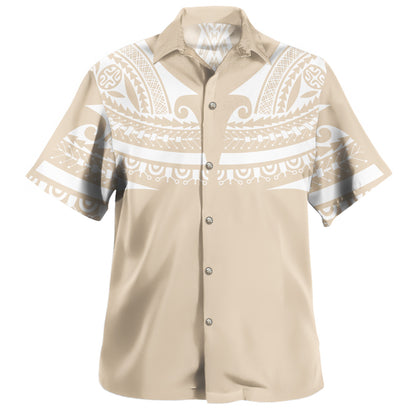 Polynesian Hawaiian Shirt Polynesian Tattoo Style White Yellow
