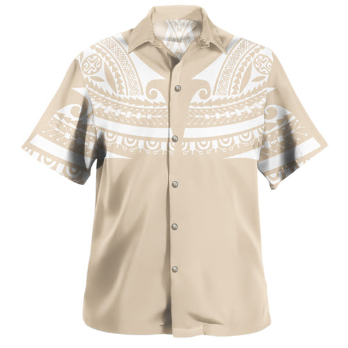 Polynesian Hawaiian Shirt Polynesian Tattoo Style White Yellow