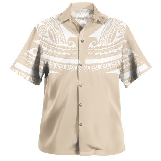 Polynesian Hawaiian Shirt Polynesian Tattoo Style White Yellow