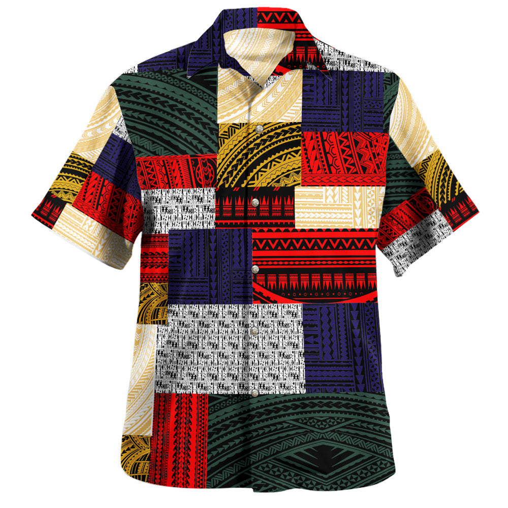 Polynesian Hawaiian Shirt Retro Patchwork
