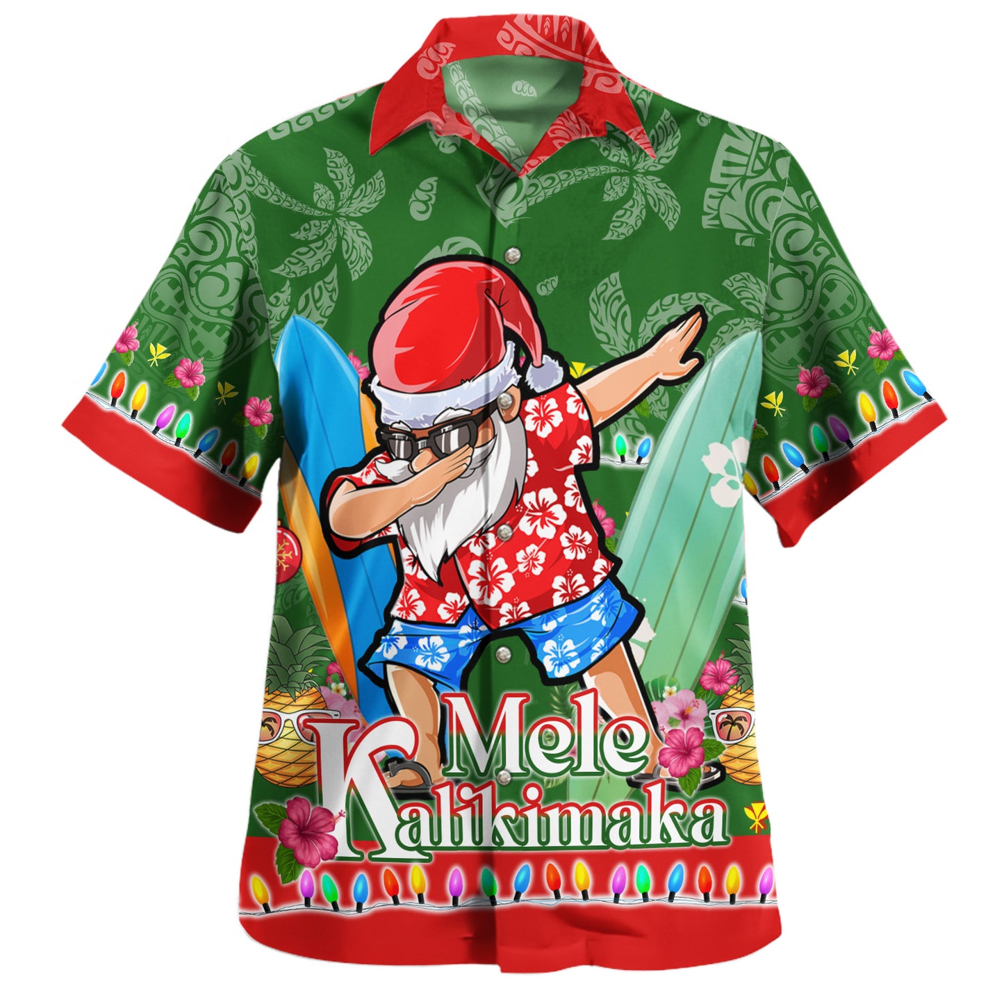 Hawaii Hawaiian Shirt Mele Kalikimaka Dabbing Santa Christmas Style