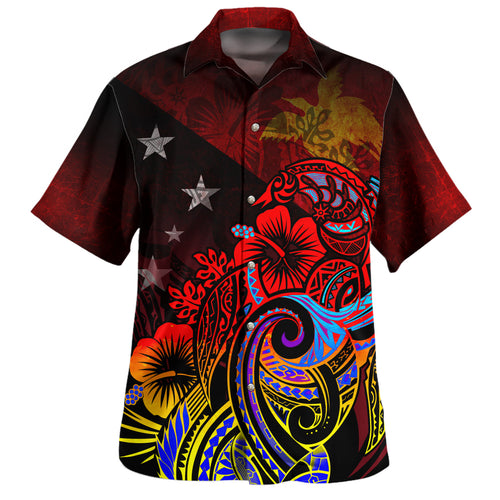 Papua New Guinea Hawaiian Shirt Birds Of Paradise With Flag Color Style