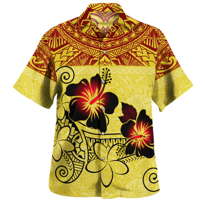 Hawaii Hawaiian Shirt Polynesian Tribal Patterns Hibiscus Flowers Yellow Color