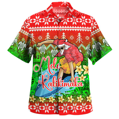Hawaii Hawaiian Shirt Santa Surfing Mele Kalikimaka Style
