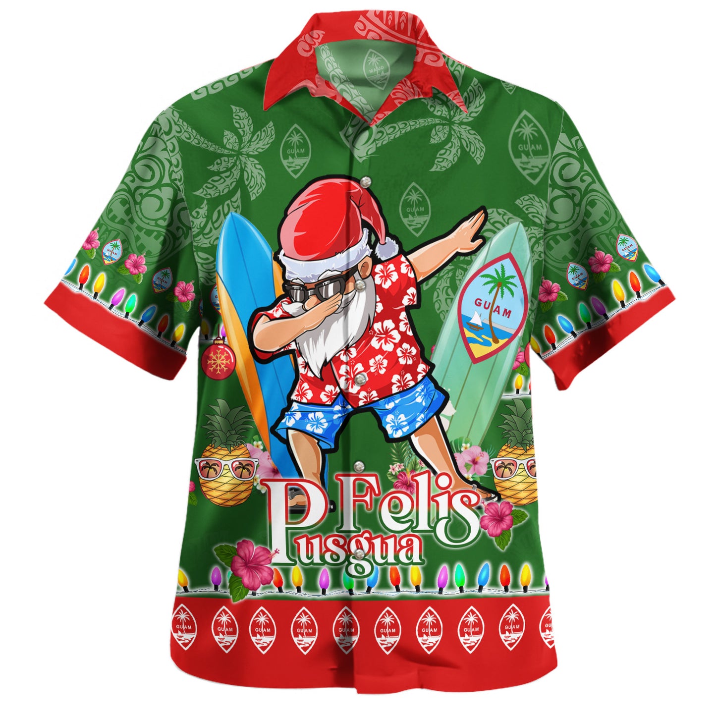 Guam Hawaiian Shirt Felis Pusgua Tropical Xmas Patterns