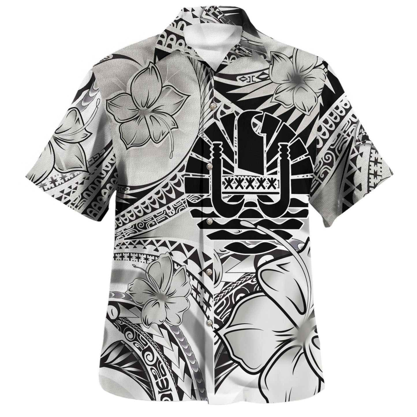Tahiti Combo Puletasi And Shirt Polynesian Tribal Waves Patterns Hibiscus Flowers
