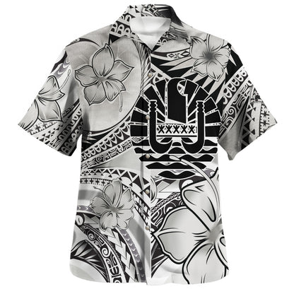 Tahiti Combo Puletasi And Shirt Polynesian Tribal Waves Patterns Hibiscus Flowers