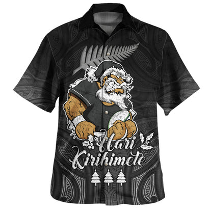 New Zealand Hawaiian Shirt Hari Kirihimete Rugby Santa Style