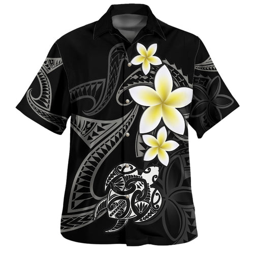 Polynesian Hawaiian Shirt Honu Plumeria Tribal Tattoo