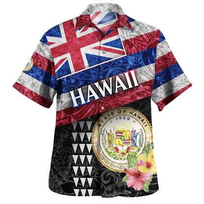 Hawaii Hawaiian Shirt Hawaiian Flag Polynesian Tribal Hibiscus Style