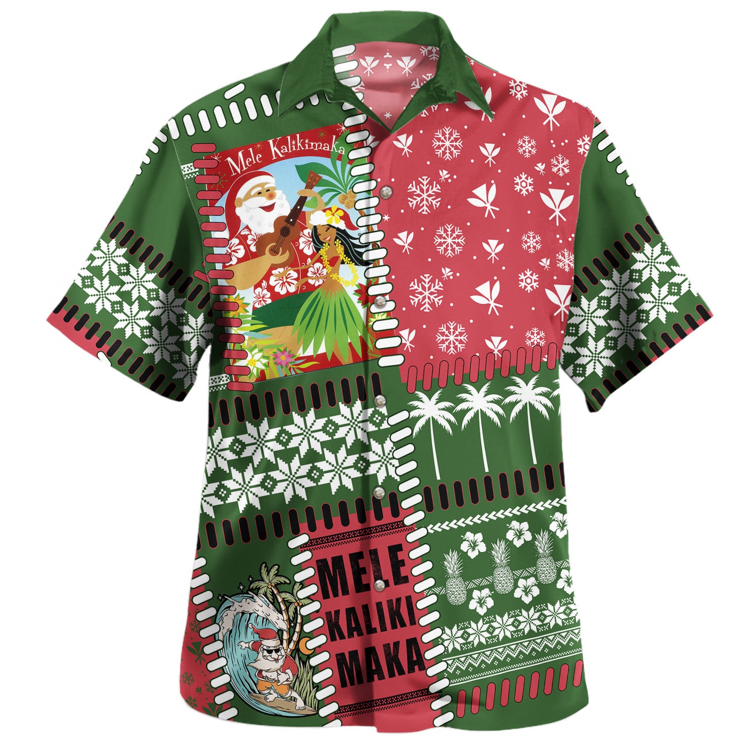 Hawaii Hawaiian Shirt Santa Surfing Mele Kalikimaka Kanaka Maoli
