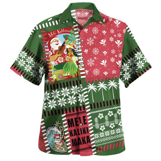 Hawaii Hawaiian Shirt Santa Surfing Mele Kalikimaka Kanaka Maoli