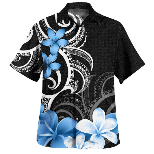 CUSTOM Black Hawaiian Shirt Floral Spirit Blue