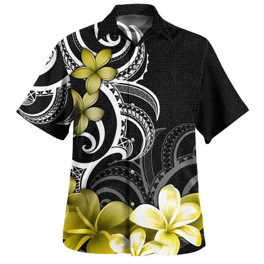 CUSTOM Black Hawaiian Shirt Floral Spirit Yellow