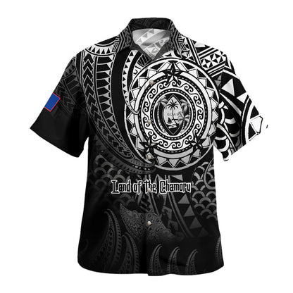 Guam Hawaiian Shirt Pearl Of The Pacific Black Polynesian Tattau
