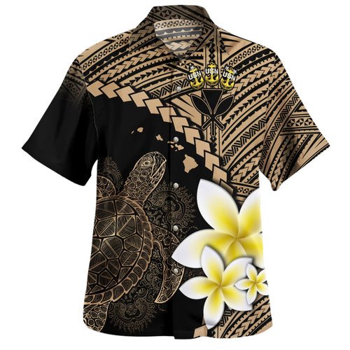 Ke Koa O Ke Kai Custom Personalised Hawaiian Shirt Plumeria Sea Turtle Tattoo Tribal Design
