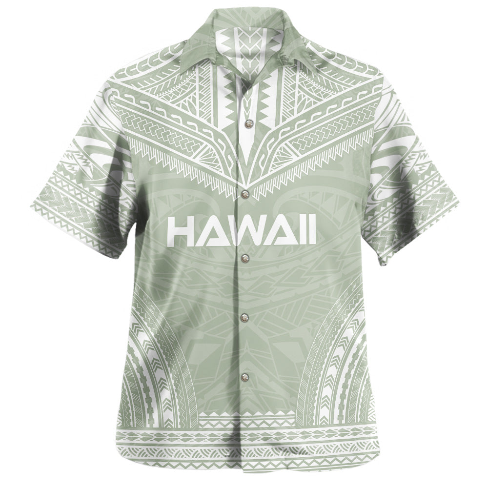 Hawaii Custom Personalised Hawaiian Shirt Chief Tattoo Patterns Style Sage Green