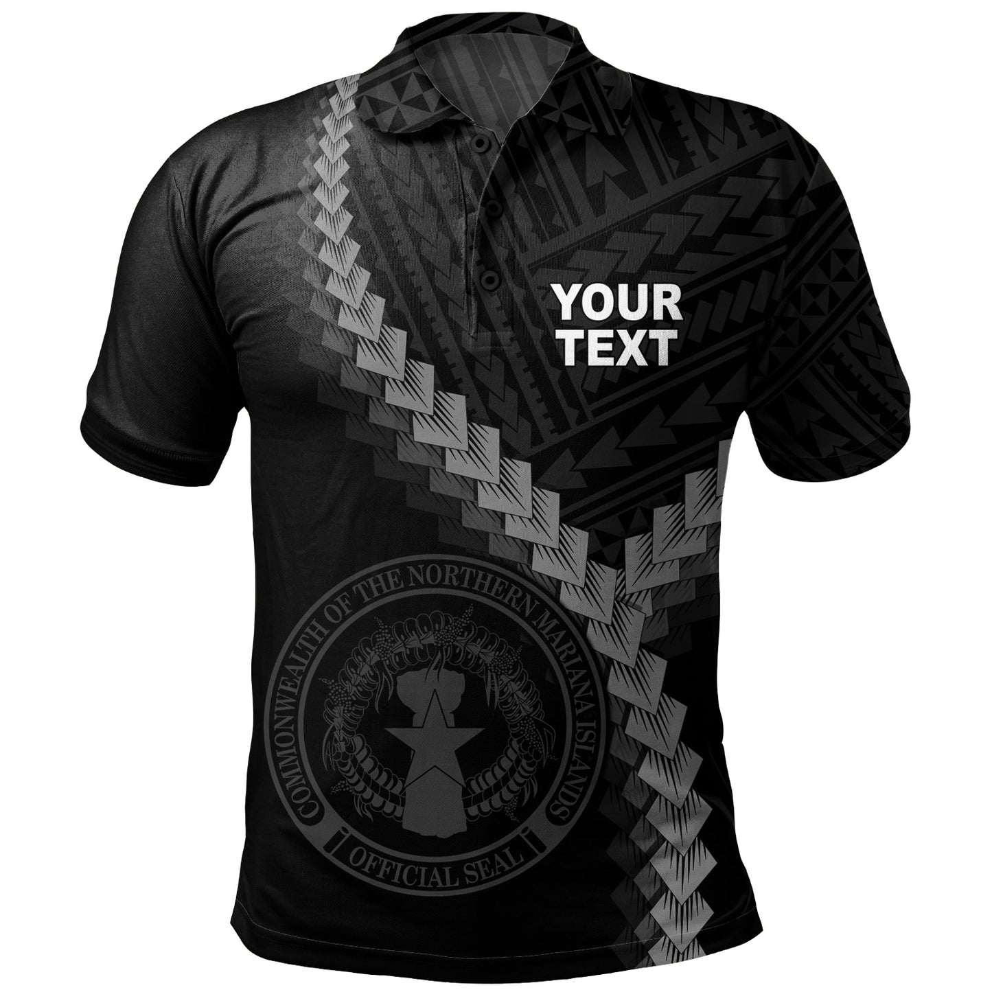 Northern Mariana Islands Polo Shirt Coat Of Arm Polynesian Tattoo Style