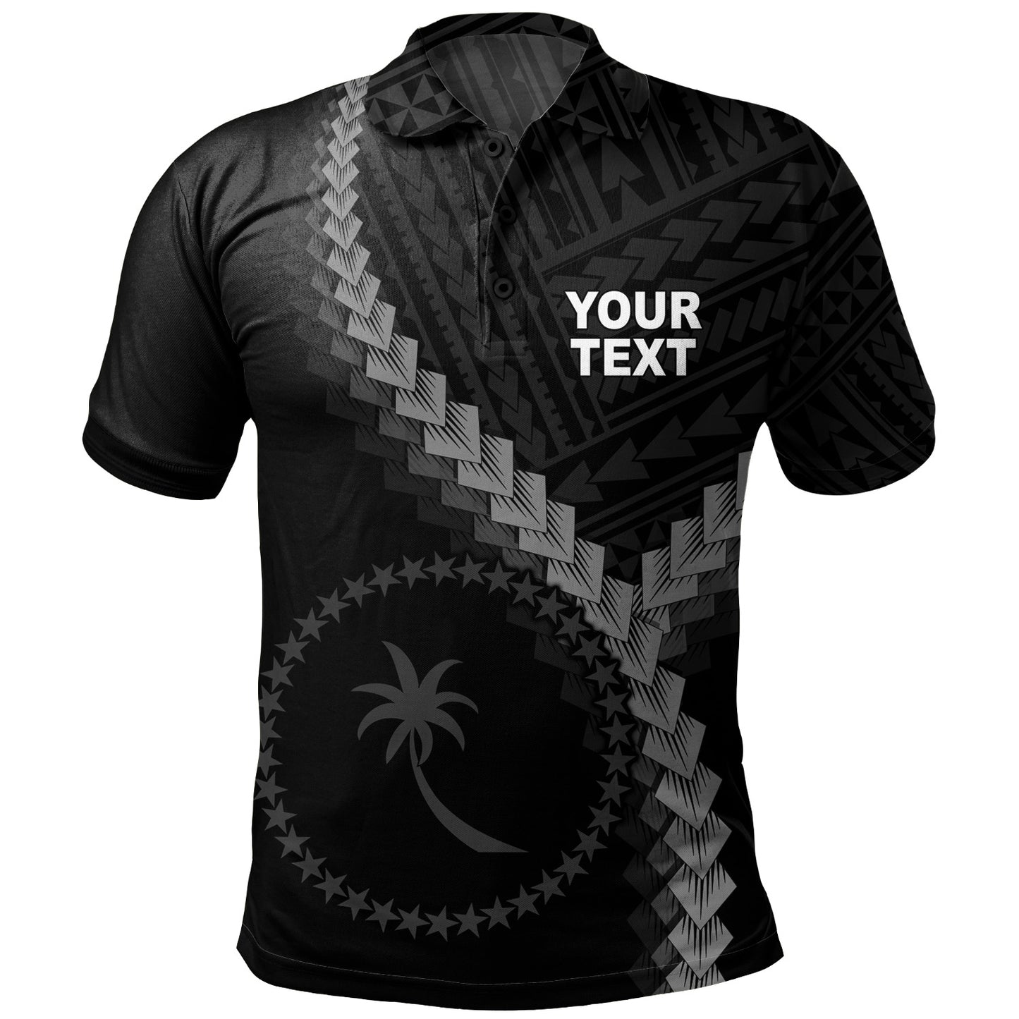 Chuuk State Polo Shirt Coat Of Arm Polynesian Tattoo Style