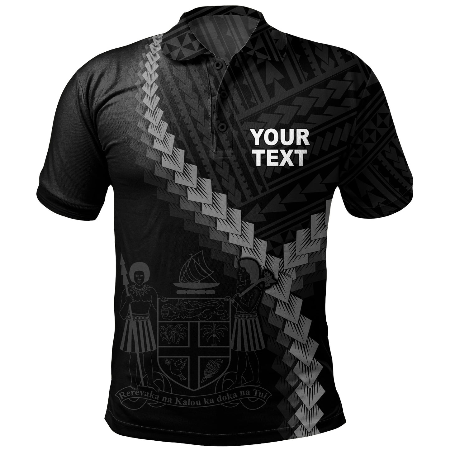 Fiji Polo Shirt Coat Of Arm Polynesian Tattoo Style