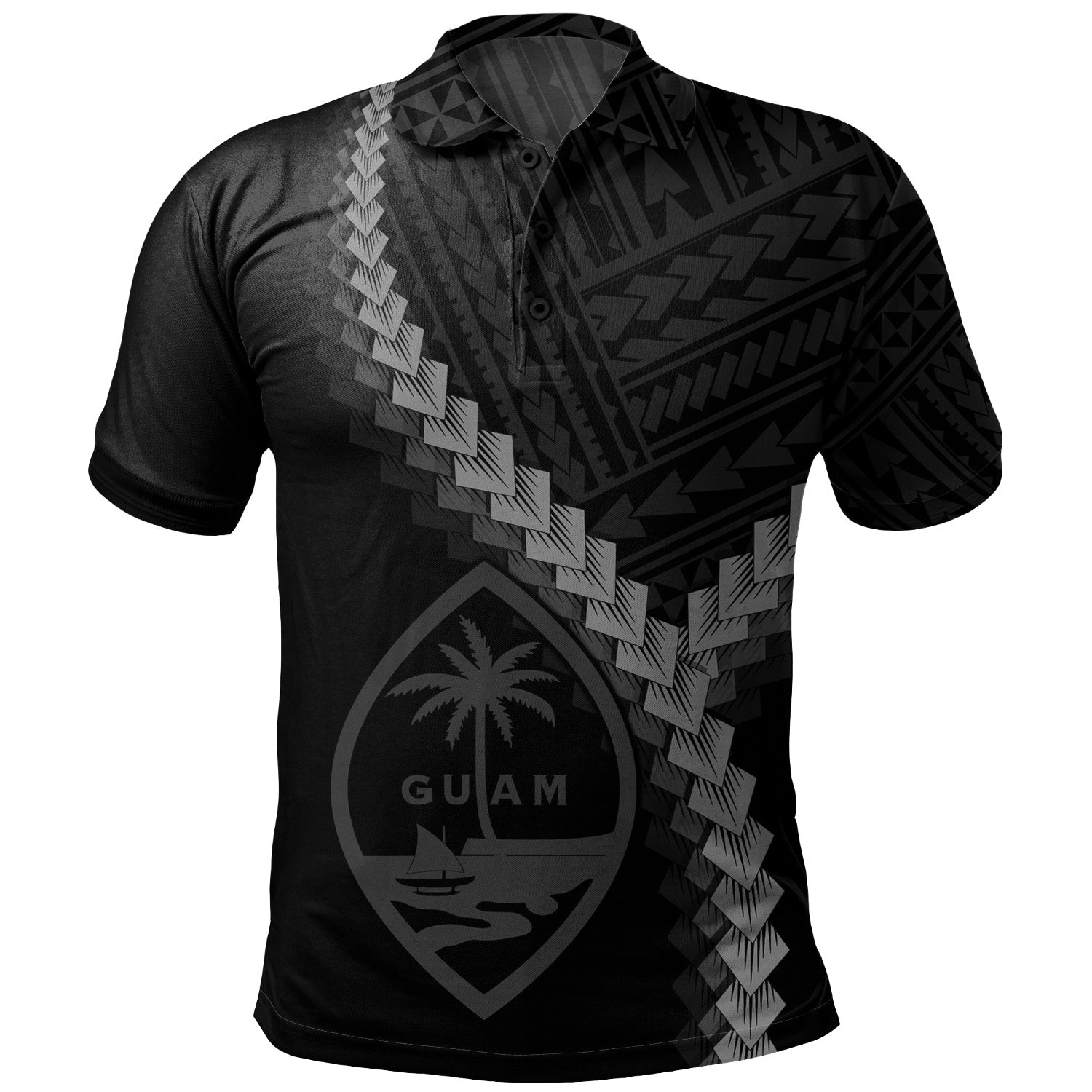 Guam Polo Shirt Coat Of Arm Polynesian Tattoo Style