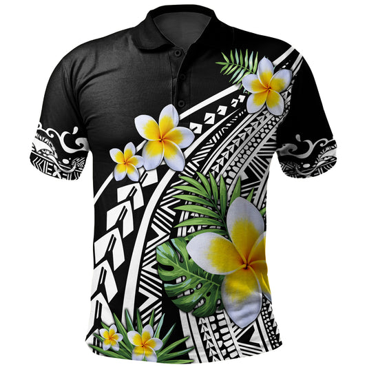Hawaii Polo Shirt Plumeria Polynesian Pattern