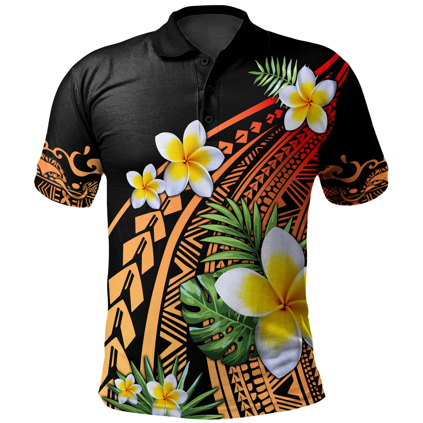 Hawaii Polo Shirt Plumeria Polynesian Pattern