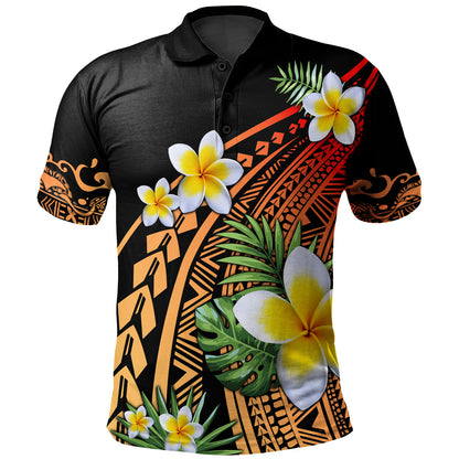 Hawaii Polo Shirt Plumeria Polynesian Pattern