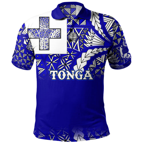 Tonga Polo Shirt Tonga Blue Color With Traditional Patterns